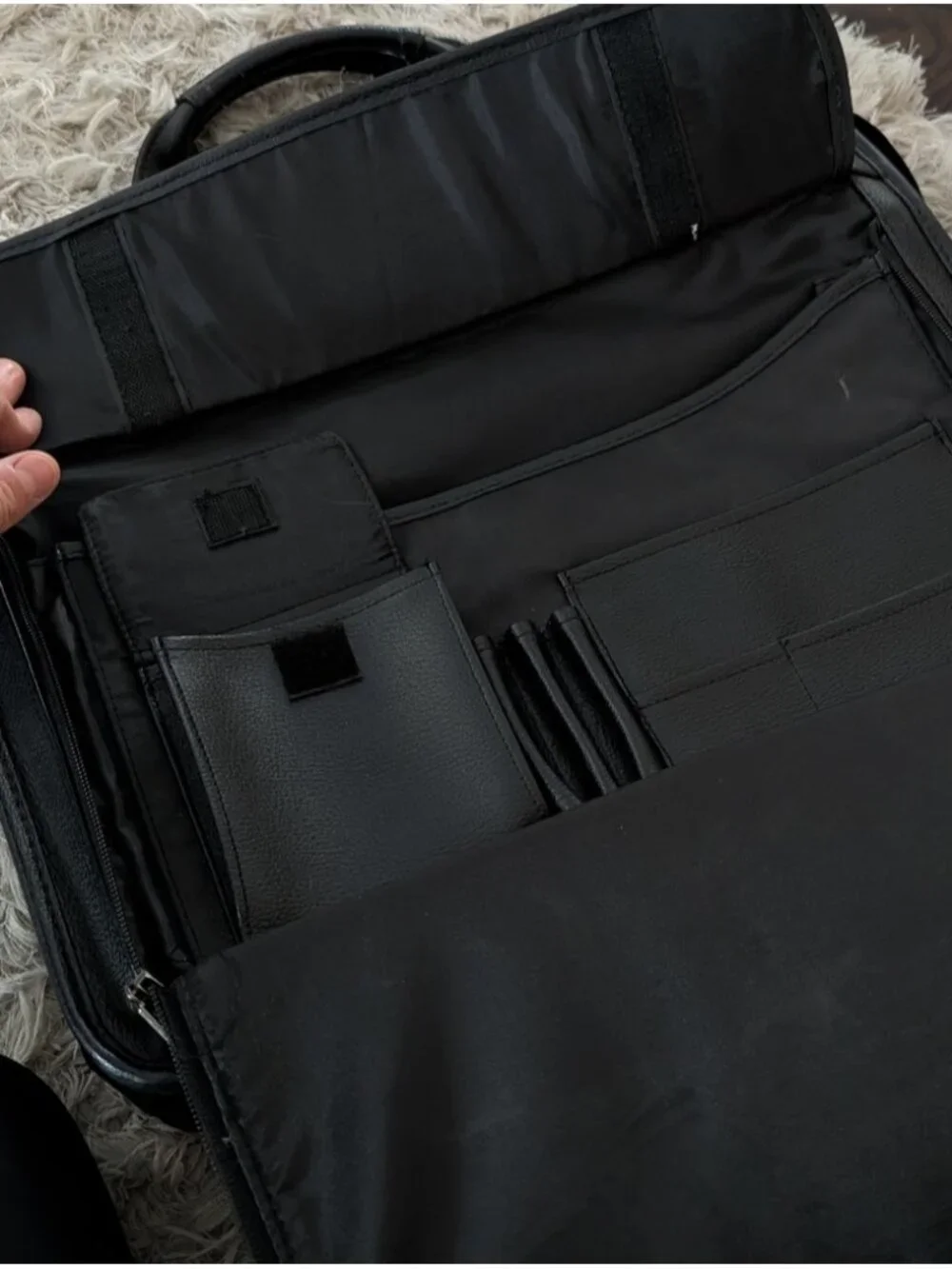 Vintage Bugatti Classic Black Leather Briefcase